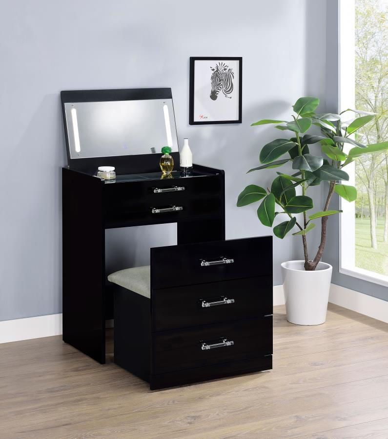Miniatura: Danbury 3-drawer Makeup Vanity & Stool Set