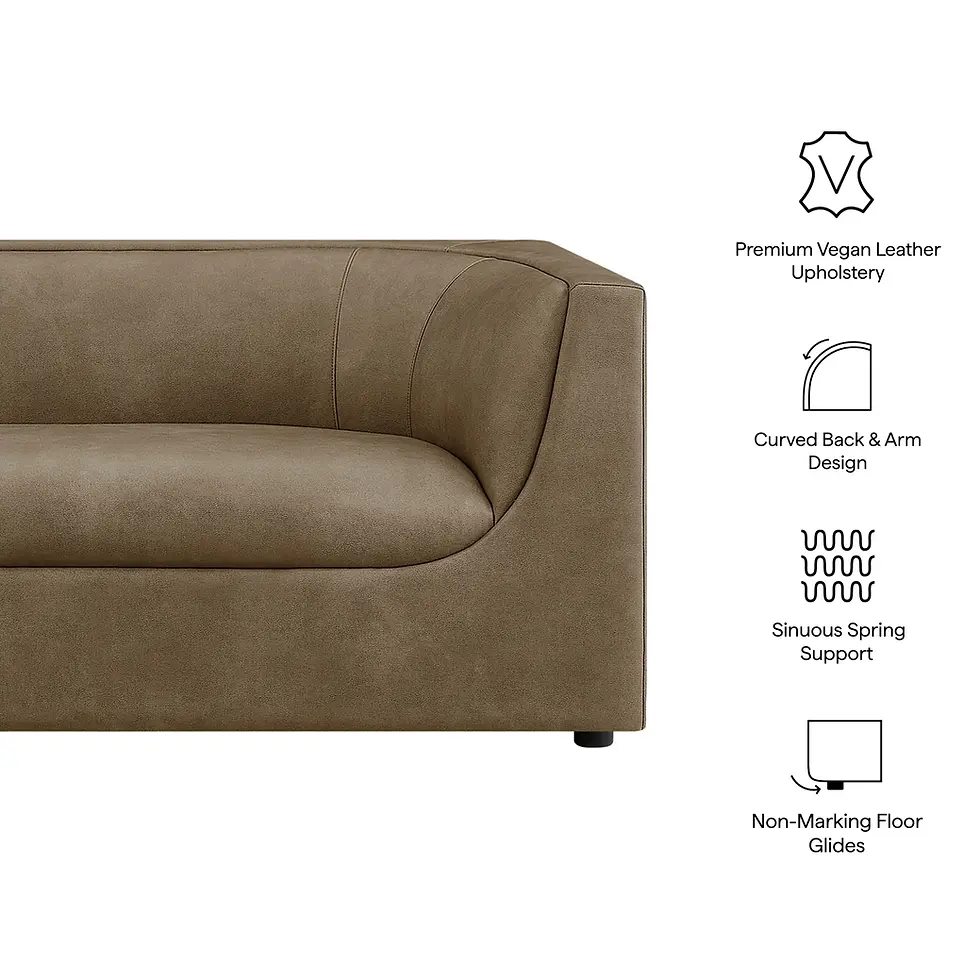 Miniatura: Hilda 86" Curved Back Vegan Leather Sofa