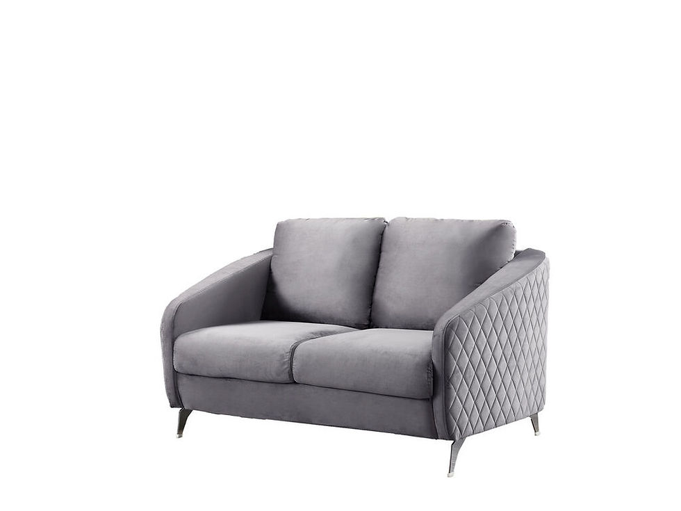 Thumbnail: Hathaway Gray Velvet Fabric Sofa Loveseat Chair Living Room Set