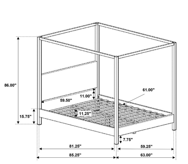 Miniatura: Monroe Upholstered Queen Canopy Bed Vanilla