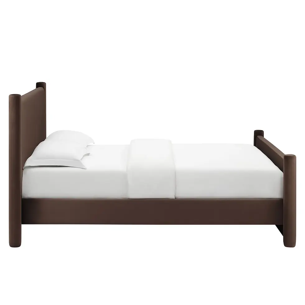 Thumbnail: Rael Performance Velvet Platform Bed – Chocolate Brown