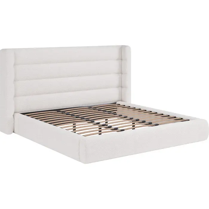 Thumbnail: Frank Upholstered Wingback Platform Bed in Cottage Cheese Boucle – Full