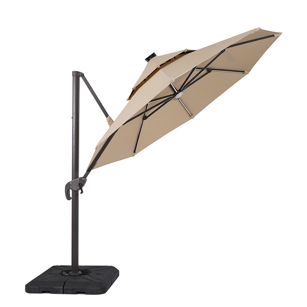 Miniatura: 10' Round Umbrella, LED Bulb, Tan + Base