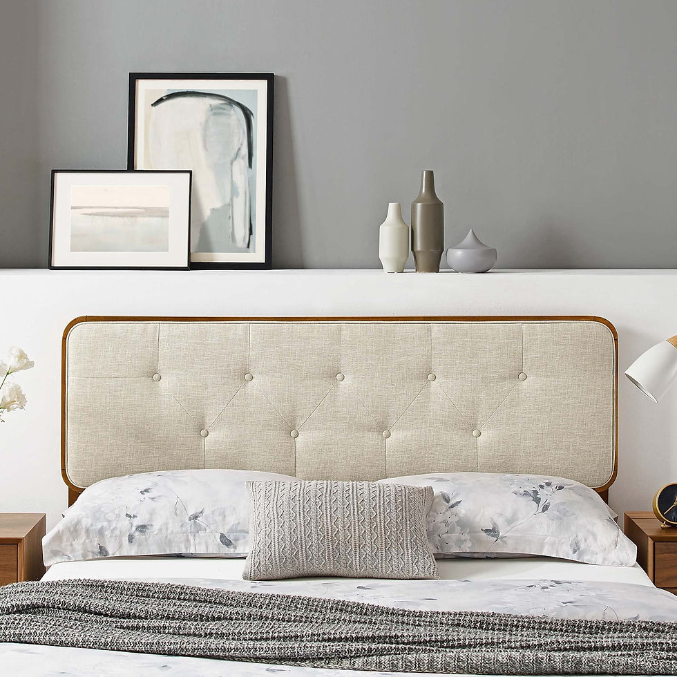 Miniatura: Collins Tufted Fabric and Wood Headboard