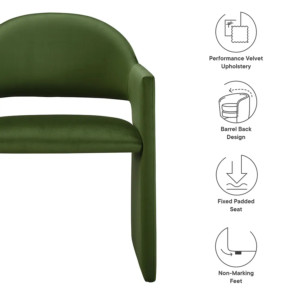 Miniatura: Talia Performance Velvet Dining Armchair in Moss Green