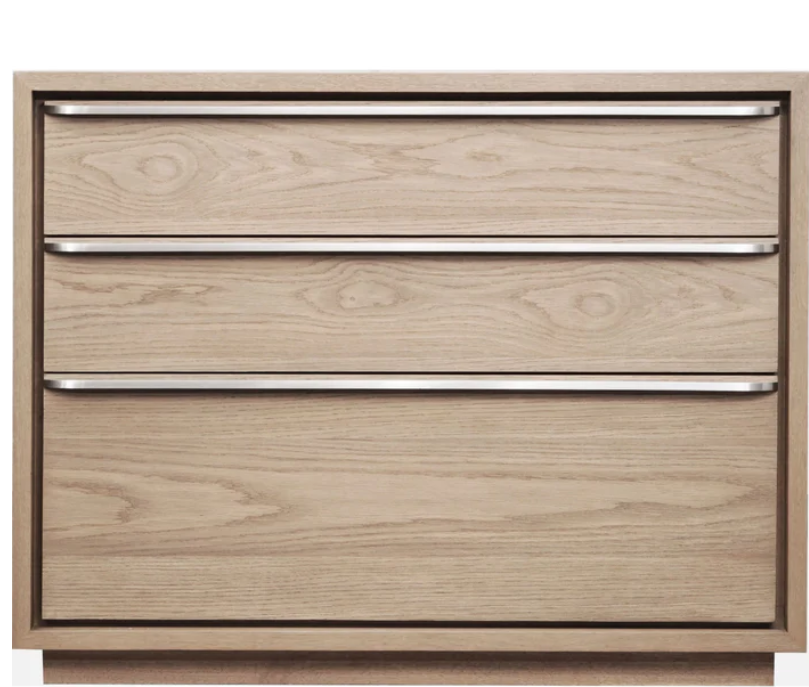 One Coastal Modern Three Drawer USB-charging Nightstand in Bisque