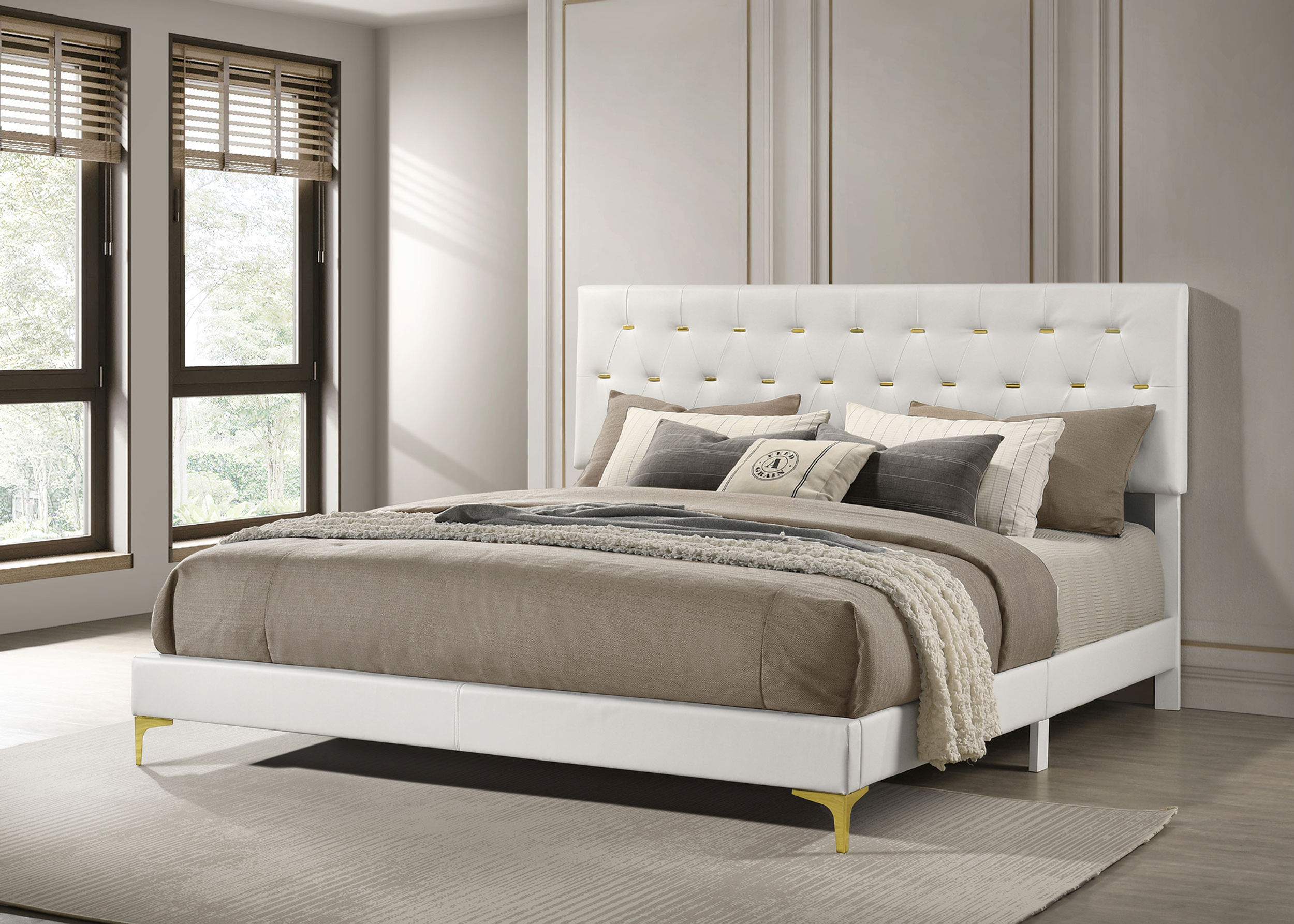 Kendall Upholstered Panel Bed – White