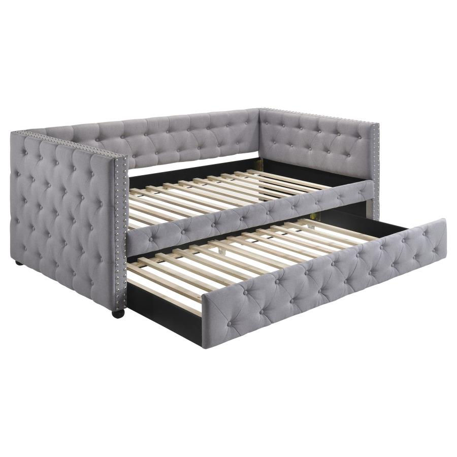 Thumbnail: Mockern Upholstered Twin Daybed with Trundle Grey