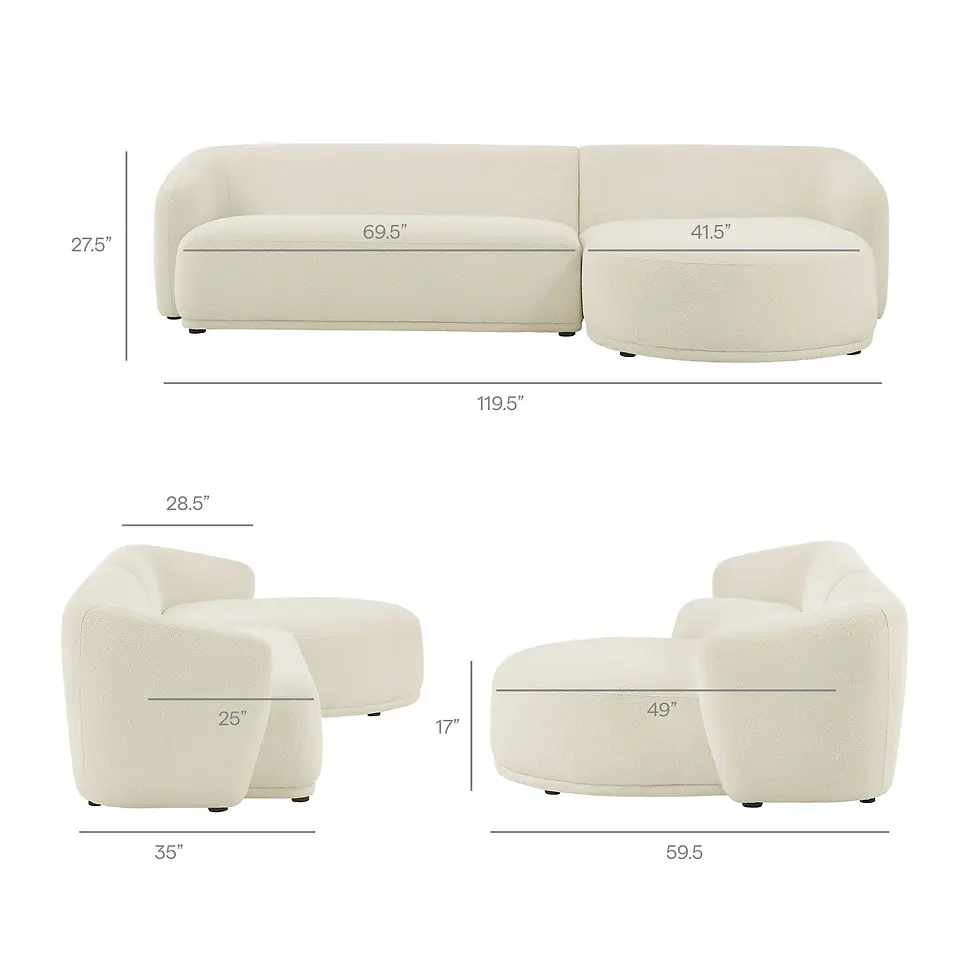 Miniatura: Monica 2 Piece Right Facing Boucle Fabric Modular Sofa with Chaise