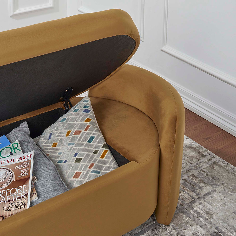 Miniatura: Nebula Upholstered Performance Velvet Bench in Cognac