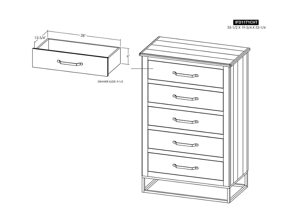 Miniatura: Natural Teca 5 Drawer Chest