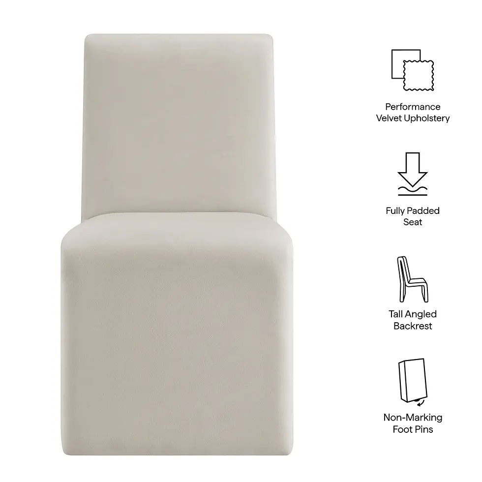 Miniatura: Emory Upholstered Performance Velvet Dining Side Chair in Alabaster