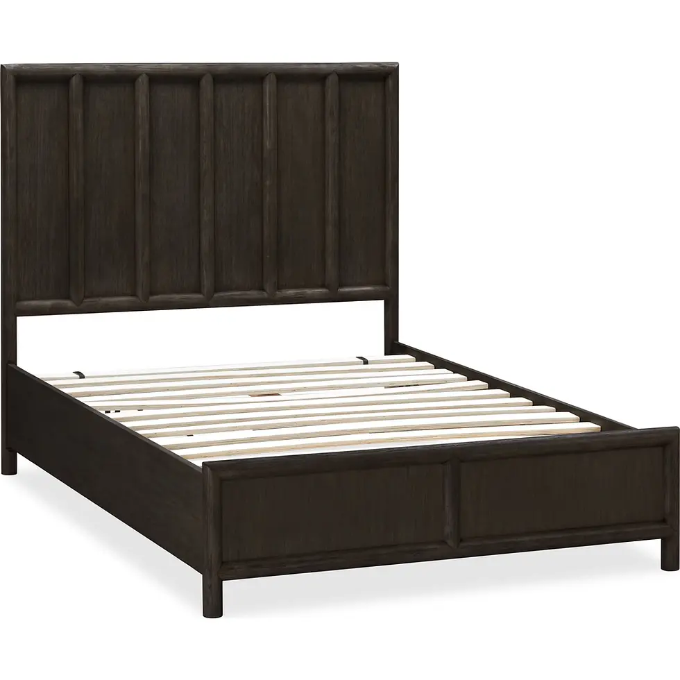 Thumbnail: Dorsey Wooden Panel Bed in Basalt Grey