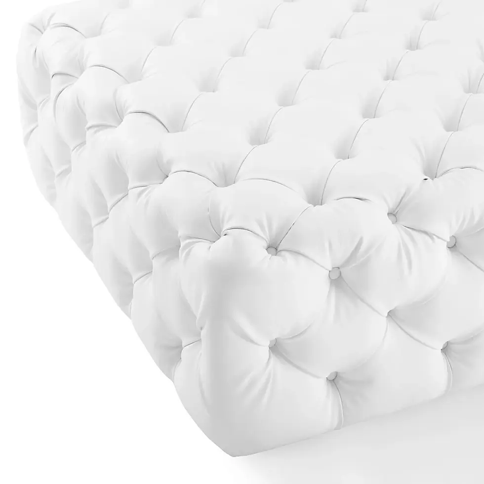 Miniatura: Amour Tufted Button Large Square Faux Leather Ottoman in White
