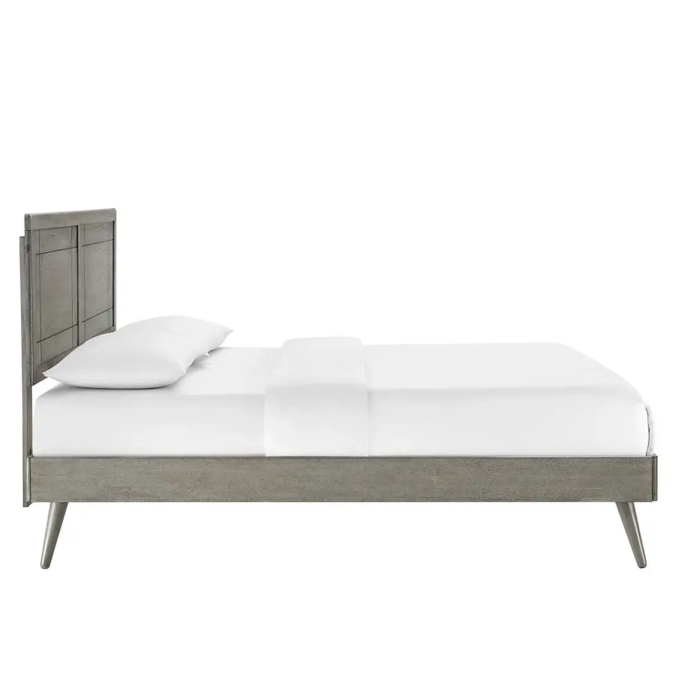 Thumbnail: Marlee Wood Twin Platform Bed with Splayed Legs – Gray