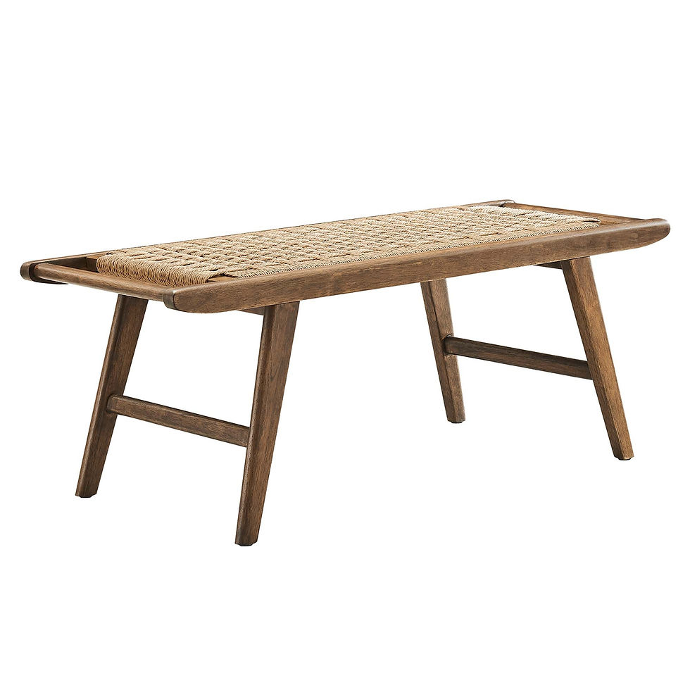 Thumbnail: Saoirse 47" Wove Rope Wood Bench in Walnut Natural