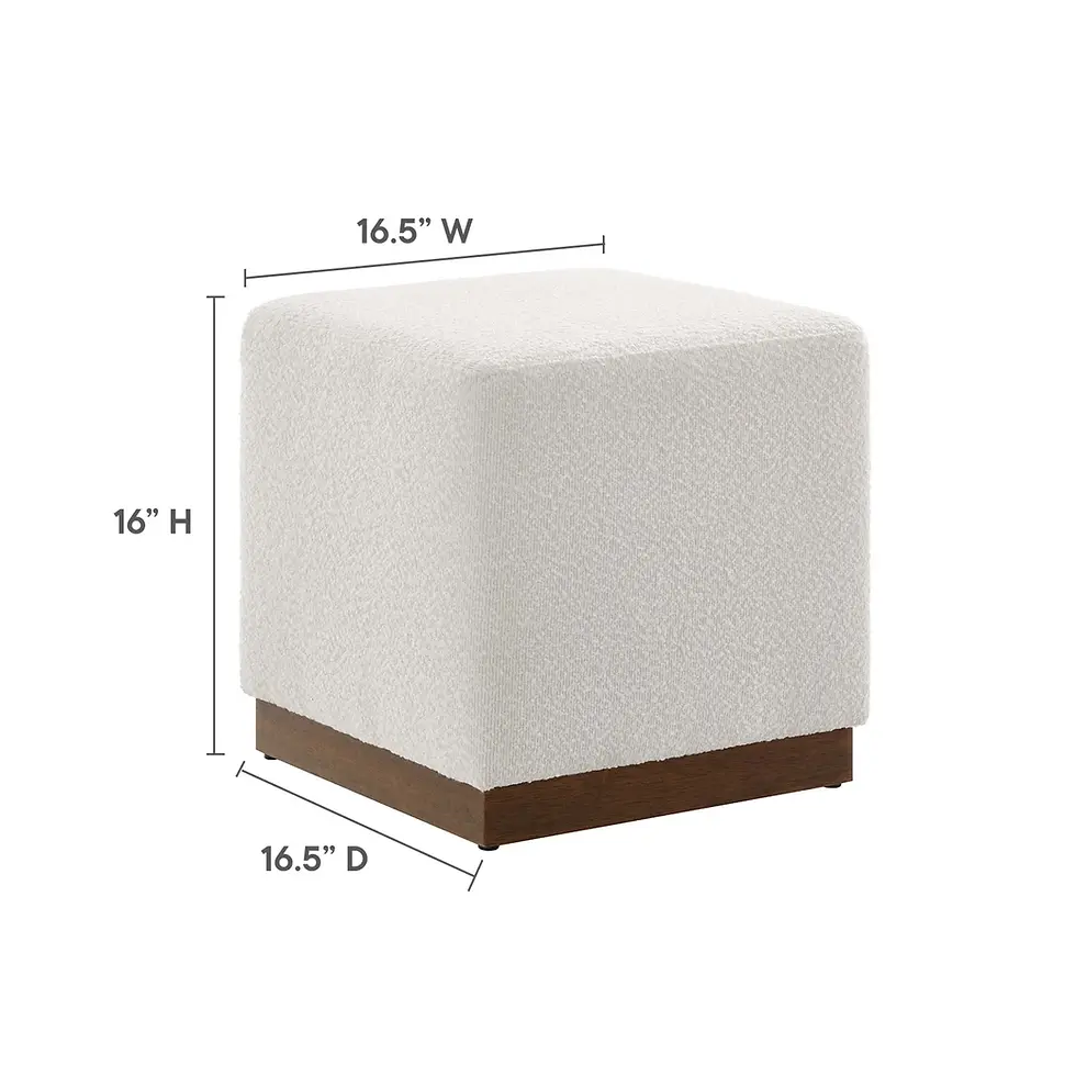 Miniatura: Tilden 17" Square Boucle Upholstered Ottoman in Cloud Walnut