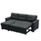 Thumbnail: Ashlyn 84"W Dark Gray Woven Fabric Reversible Sleeper Sectional Sofa with Storag