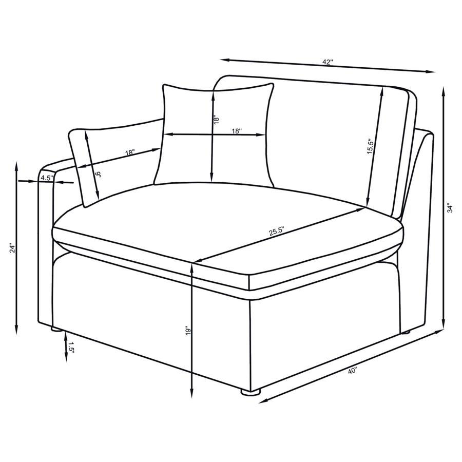 Miniatura: Hobson 4-piece Upholstered Modular Sectional Sofa Ivory