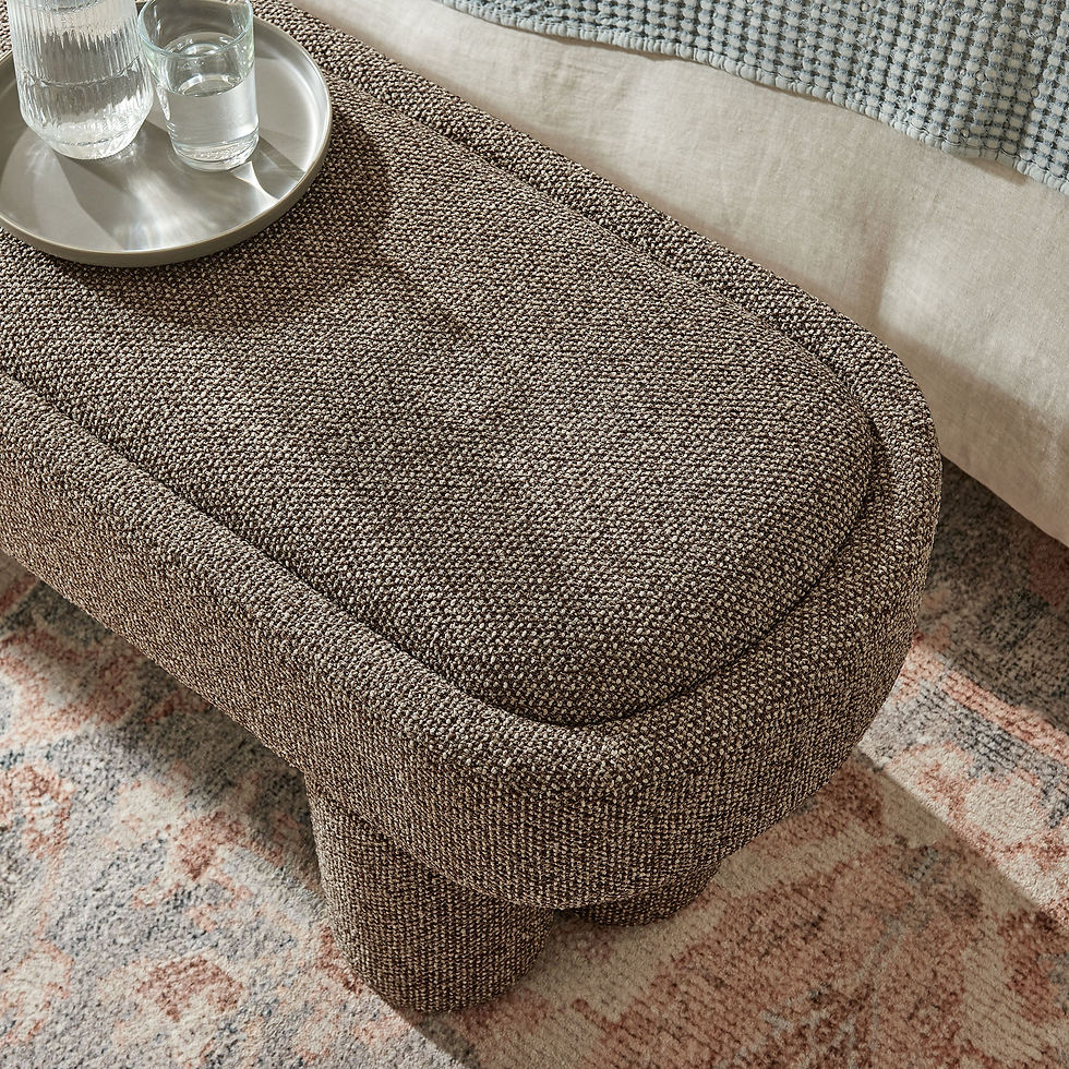 Thumbnail: Mossi 52-Inch Oval Boucle Fabric Bench in Earth