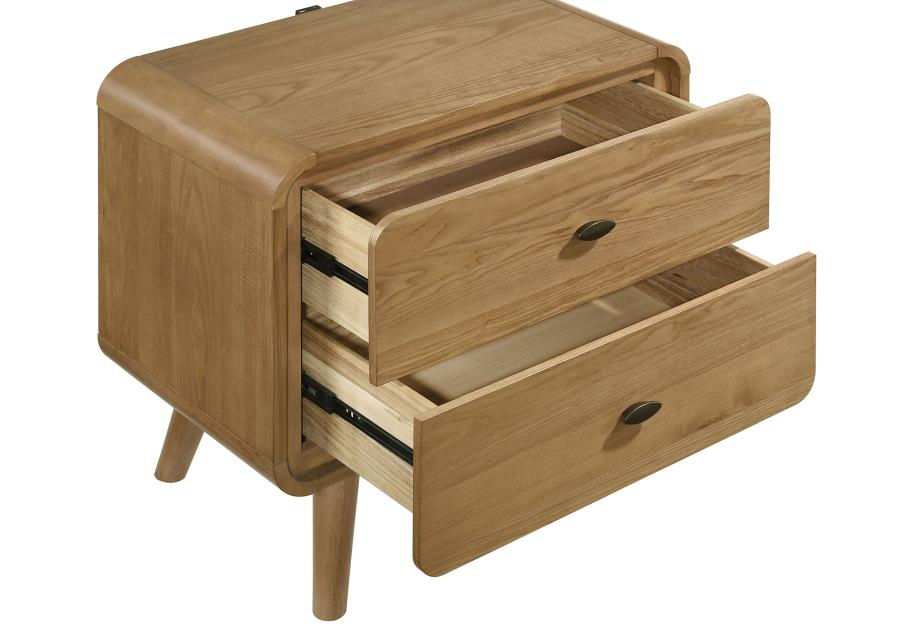 Thumbnail: Robyn 2-drawer Nightstand Bedside Table Light Ash