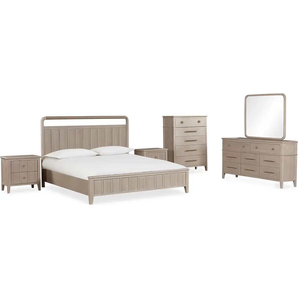 Miniatura: Camden Shiplap Oak Wood Platform Bed in Chai