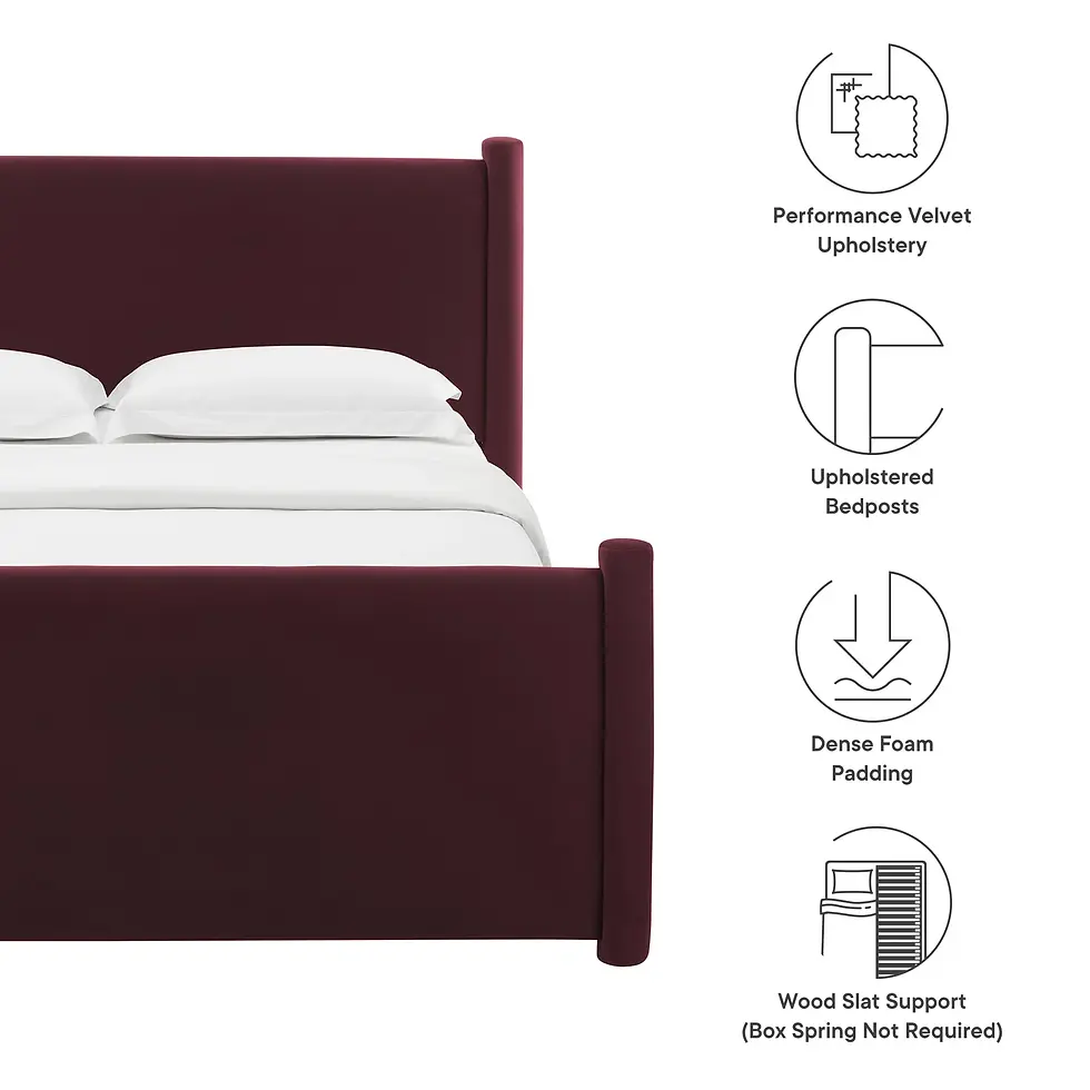 Thumbnail: Rael Performance Velvet Platform Bed – Mulberry