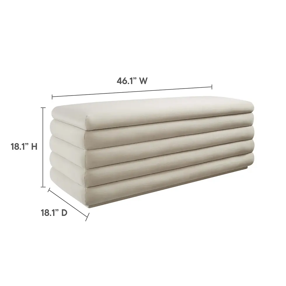 Miniatura: Mezzo Upholstered Performance Velvet Storage Bench in Almond
