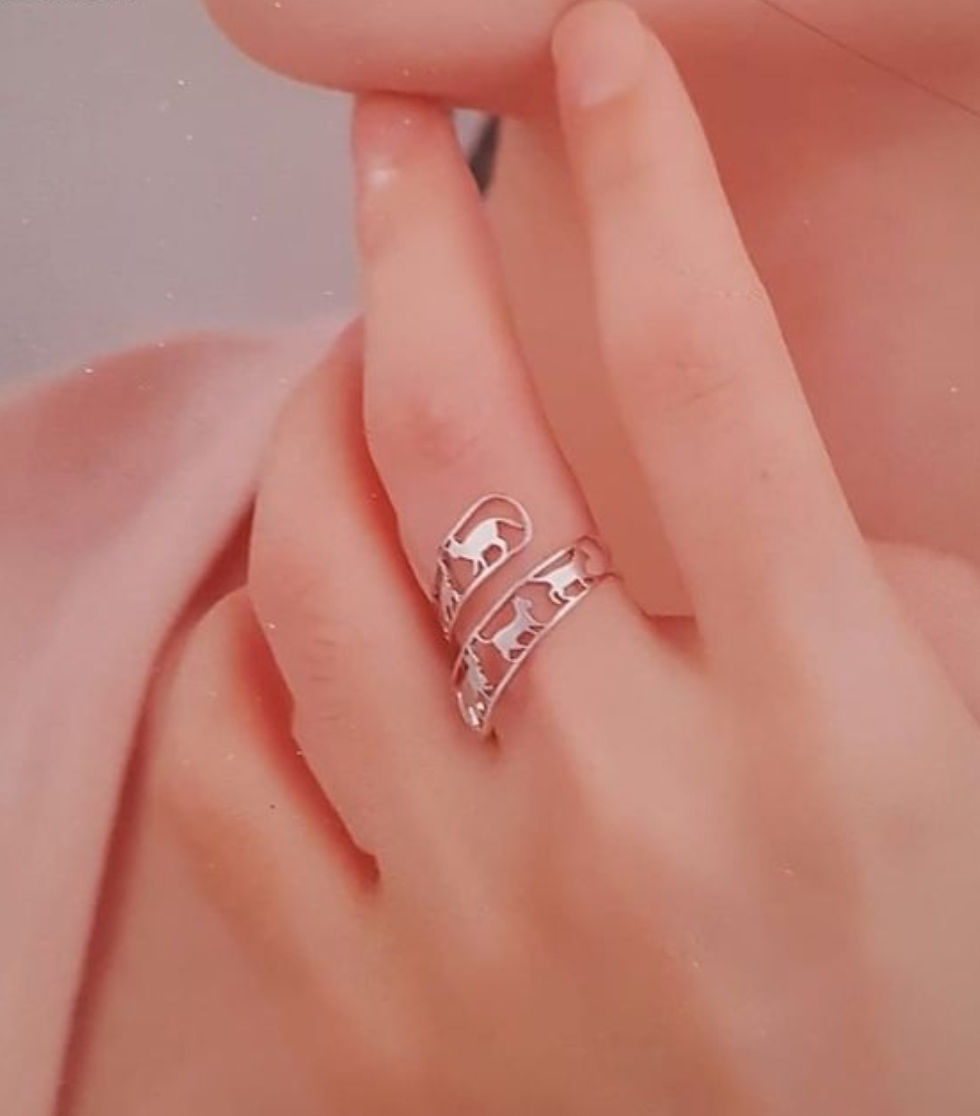 Miniature : Bague réglable en acier inoxydable Chats 