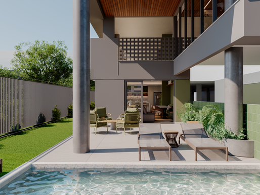 Imagem da piscina e área externa do ADORE | Smart Nova Cachoeira