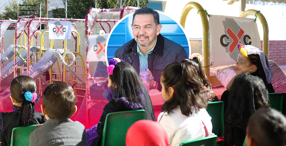 ¡Positivo! Cruz Pérez Cuéllar entrega juegos para 10 jardines de niños en Chihuahua capital