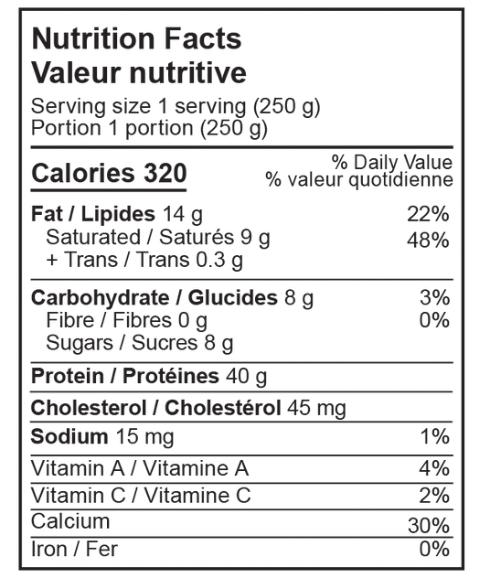 Baking Soft Cheese 5.6% M.F. nutrition facts