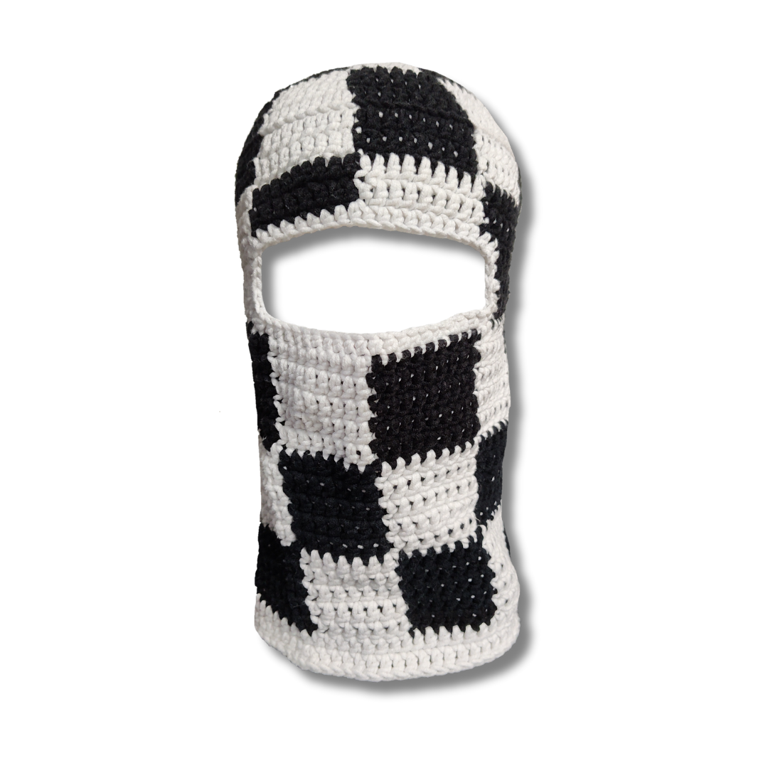 handmade crochet chess square balaclava