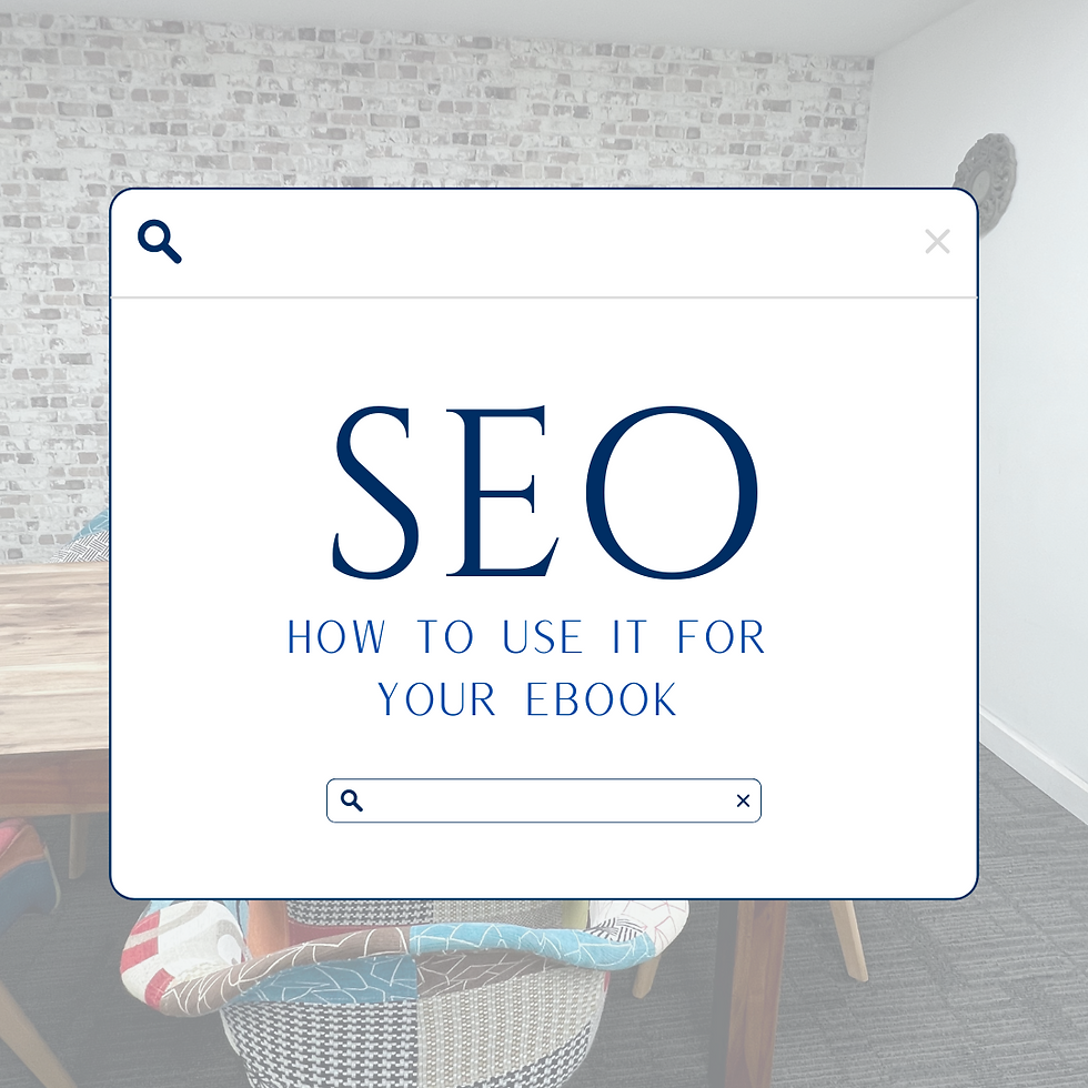 Picture saying how to understand SEO for EBooks, inside a search bar