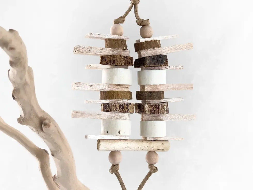 Thumbnail: Plastic-free natural sola and balsa bird toy for small parrots like budgies, parrotlets, lovebirds and conures.