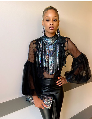 Iridescent Leather Bag & Fringe Pendant Necklace Set