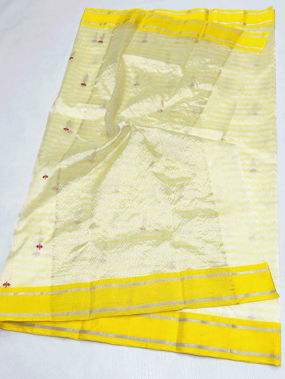 Thumbnail: Chanderi handloom Eknaalya work Pattu Soft Silk Saree – Code WAD130