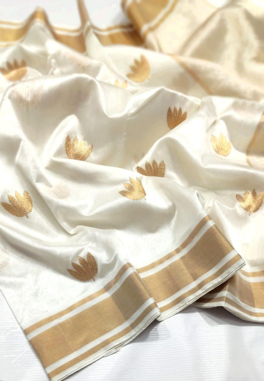 Thumbnail: Chanderi handloom Eknaalya work Pattu Soft Silk Saree – Code WAD125