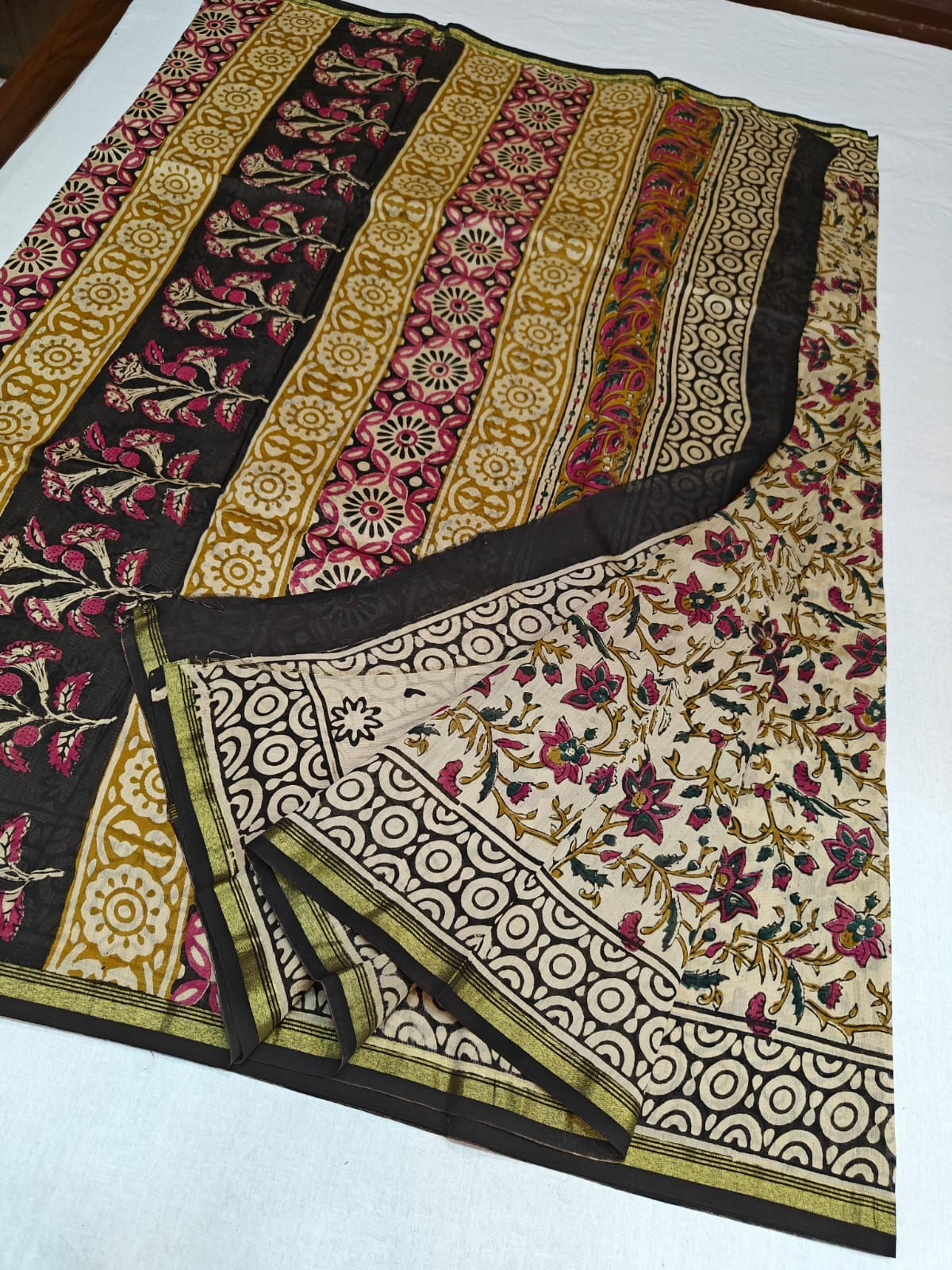 Kalamkari Chanderi Pure Silk By Cotton Saree Code-SAH0033