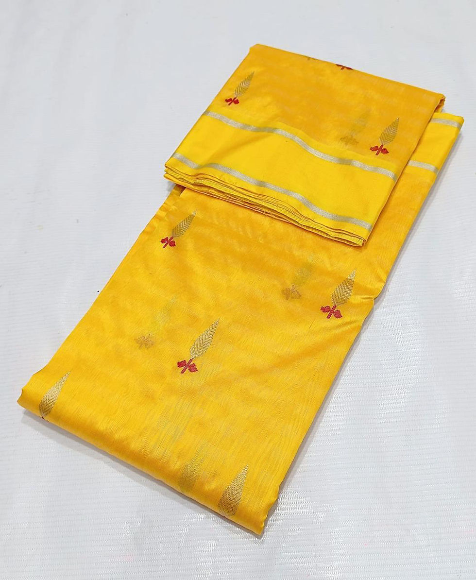 Thumbnail: Chanderi handloom Eknaalya work Pattu Soft Silk Saree – Code WAD128
