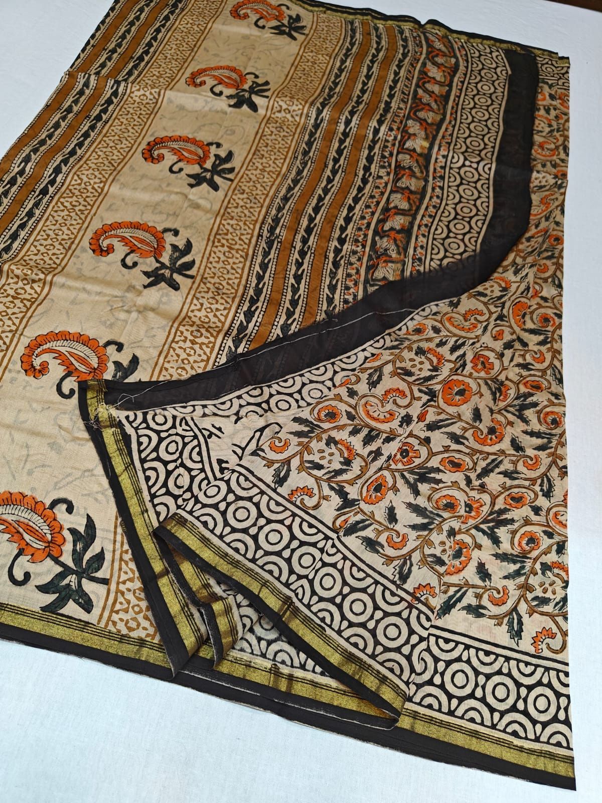 Kalamkari Chanderi Pure Silk By Cotton Saree Code-SAH0038