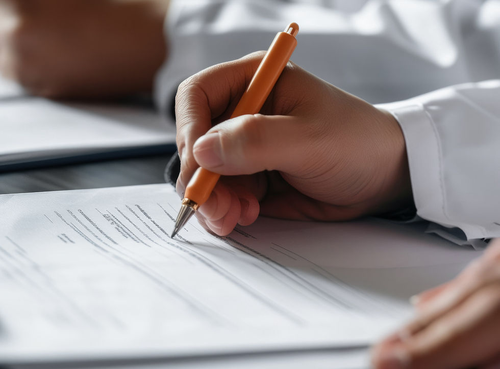 A hand filling out a paper