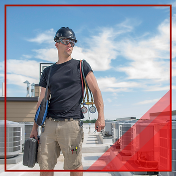 HVAC staff holding his equipment