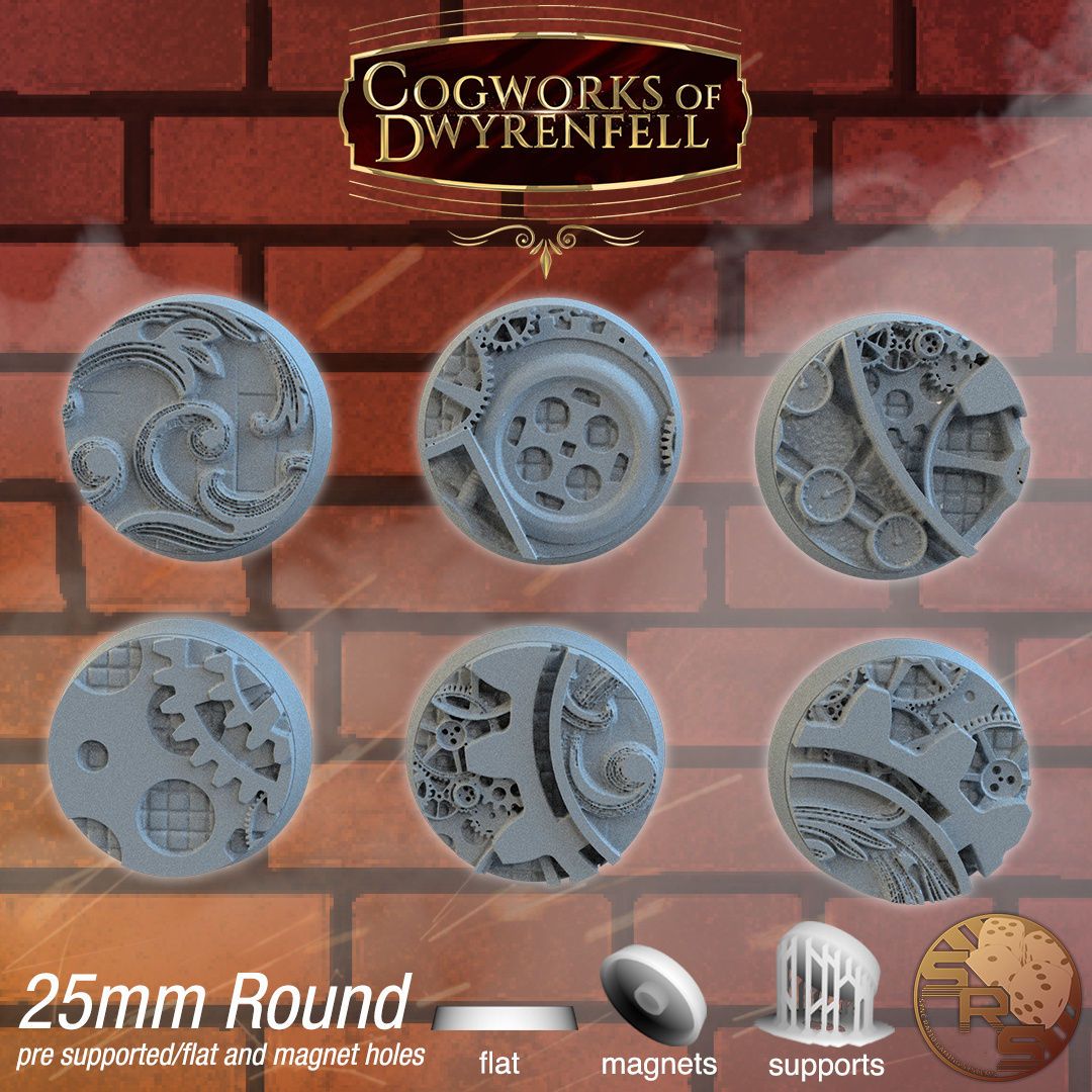 Steampunk Style Round 25mm bases X10