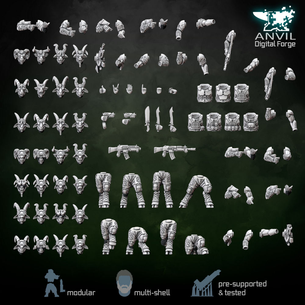 Anvil Digital Forge Beastfolk & Caprine Infantry Modular Set X10 28mm
