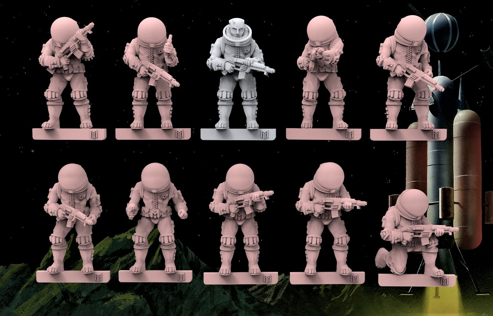 50s Retro Spacemen  28mm x10