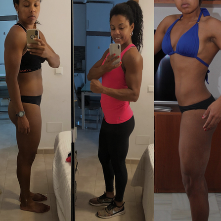 Before and after photo showing my physical transformation through a sustainable healthy lifestyle."