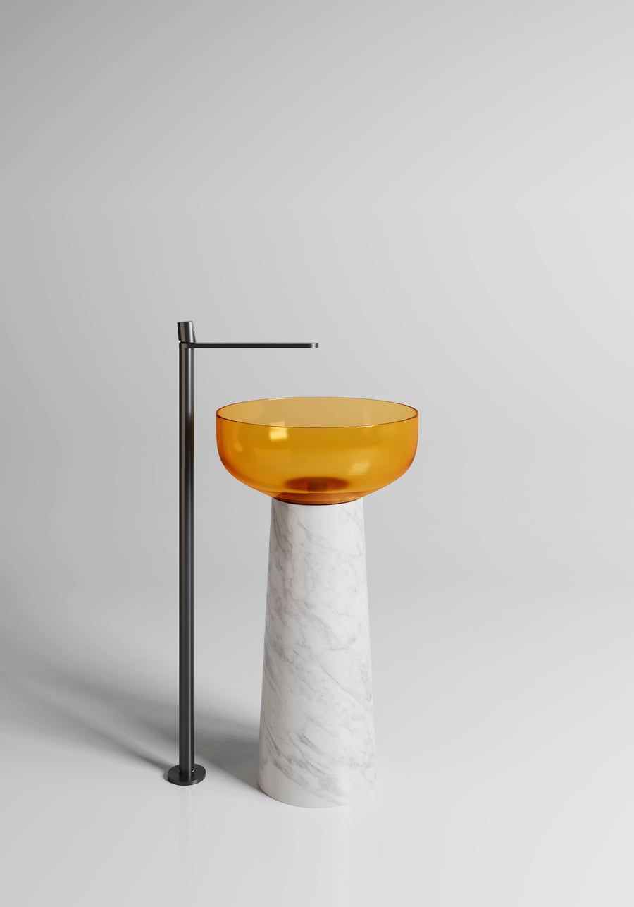 Thumbnail: White Marble Pedestal For Bathroom Sink, Only Marble Pedestal Without Sink