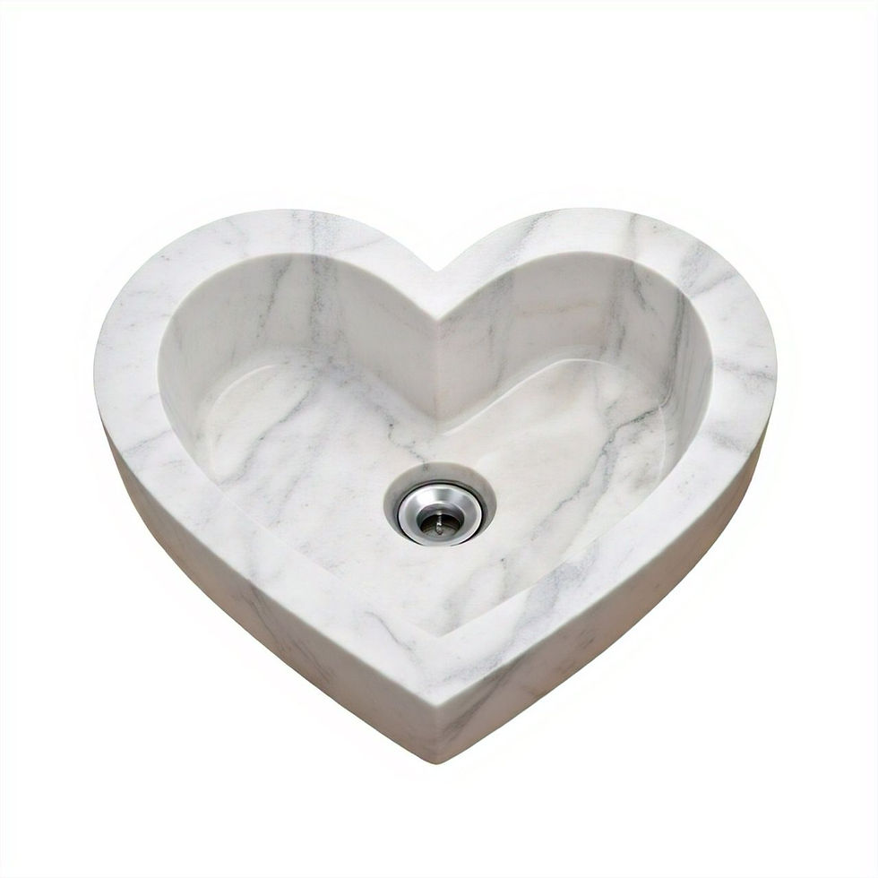 Thumbnail: White Marble Handcarved Heart Shape sink, Polished Elegant Designer Washbasin 