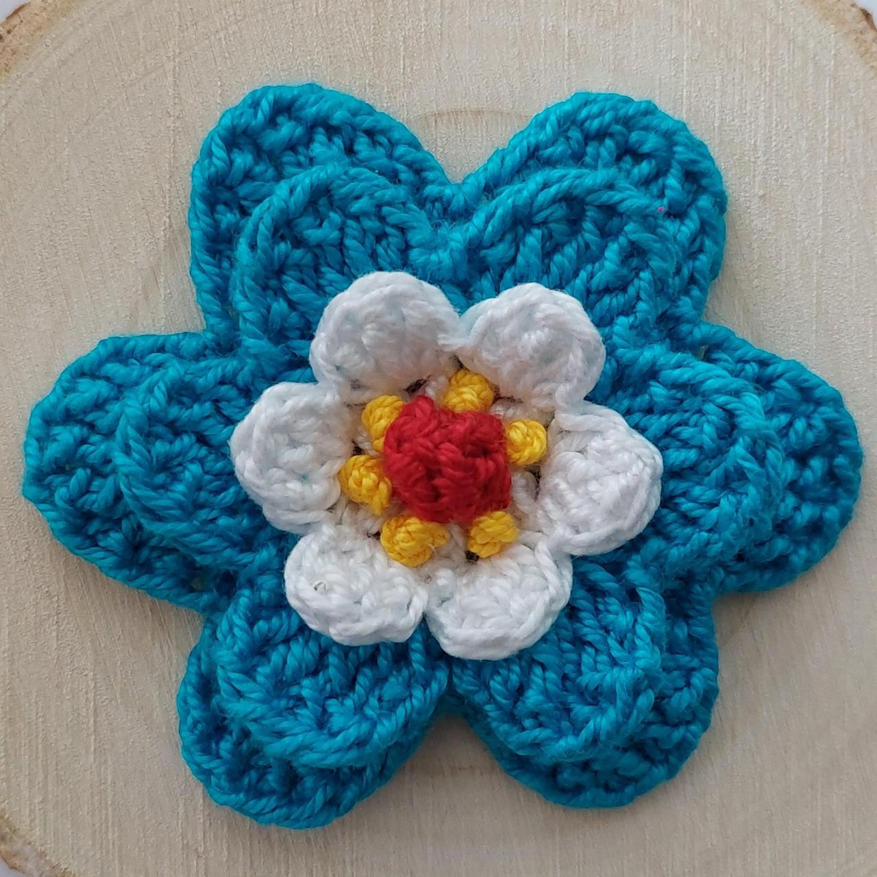 Blue Large Crochet Flower